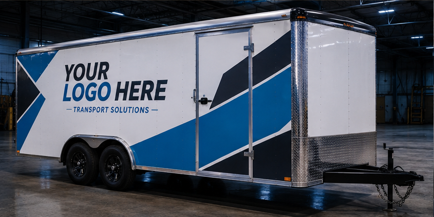 Trailer Graphics example using fictional Your Logo Here branding